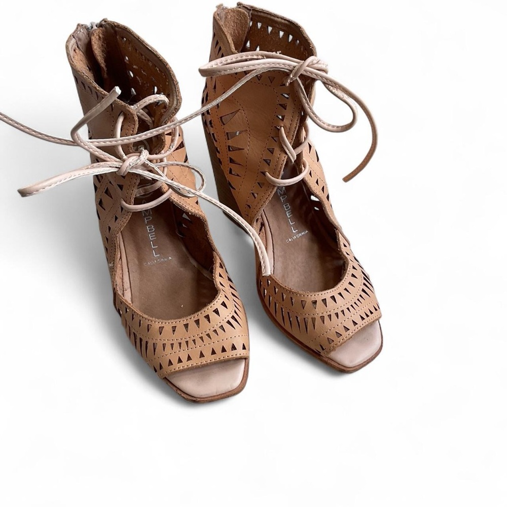 Jeffrey Campbell Tan Lace Up/Zip Bootie